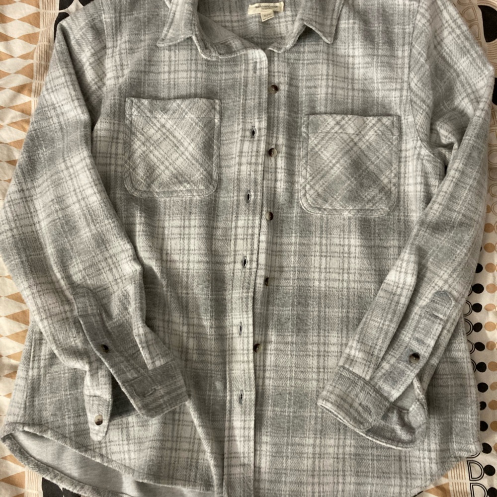 Beachlunchlounge Light Gray Plaid Shirt